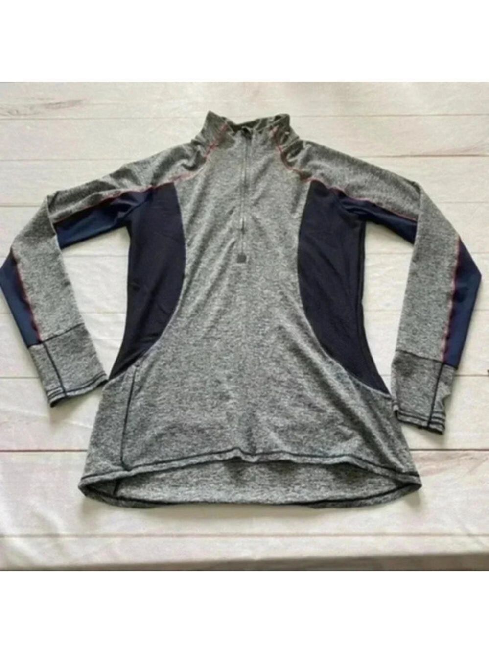 ATHLETA Running Wild Navy Colorblock Half Zip SM